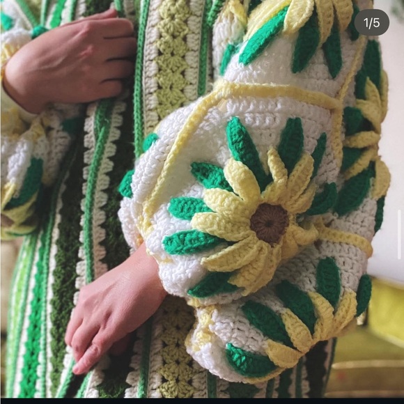 For Emily whenever summer sunflowers granny sweater one size vintage - Picture 2 of 13